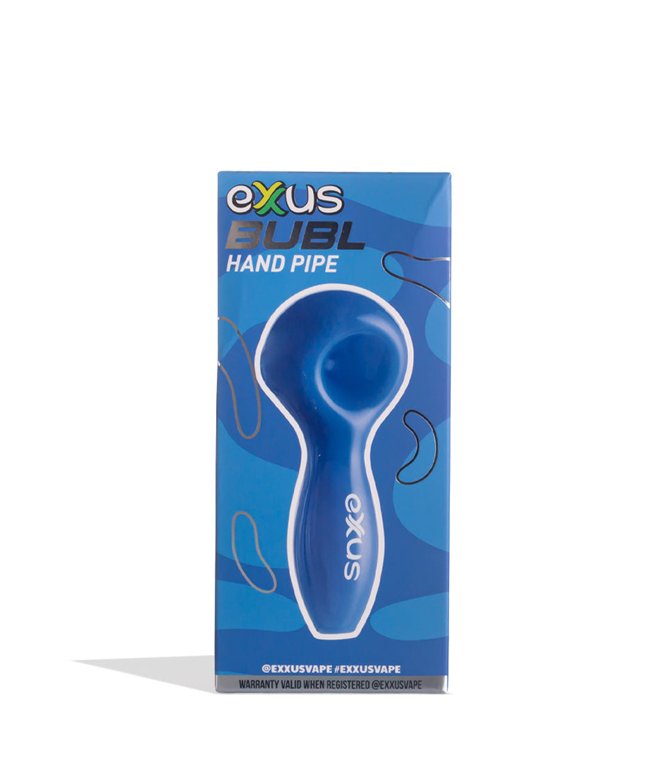 Blue Exxus Vape BUBL Hand Pipe Packaging Front View on White Background